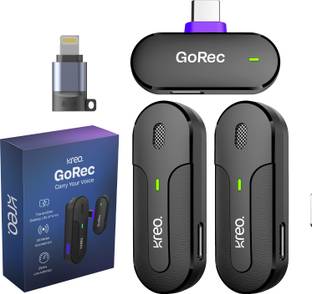 Kreo GoRec Wireless Mic Dual Transmitter,USB-C & Lightning Support for iPhone/Android Microphone