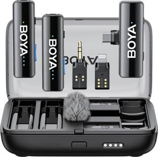 BOYA BOYALINK Wireless Mic for iPhone/Android/Camera All-in-One Lapel Dual Mic System Microphone