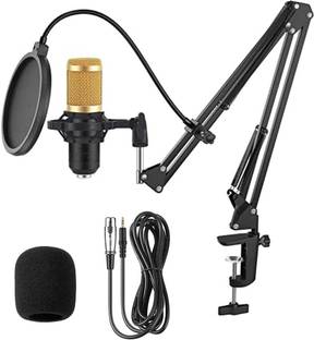 DawnRays Professional Studio Broadcasting and Recording Microphone Set with Shock Mount, Pop Filter, Ball-type Anti-wind Foam Cap Mic Stand and Power Cable Microphone