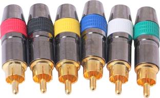 BALRAMA 6pc Gold Plated RCA Plug Male Solderless Jack Adapter Audio Video Connectors Pin Microphone