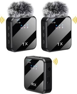 MOOZMOB Dual Wireless Mic with Noise Cancellation for YouTube Video Recording Reel Vlogs Microphone
