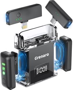 Grenaro Noise Cancellation Wireless Mic with Digital Display Charging Case Microphone