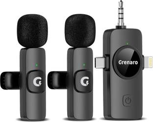 Grenaro 3 in 1 Mic for Youtube, Wireless Mic for iPhone/Android USB-C/DSLR Camera Plug Microphone