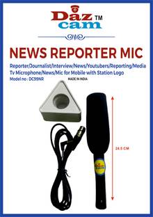 Daz Cam Smart Shotgun Mic Mobile Interview, Media & Broadcast with Flag, Wire and Cover Microphone
