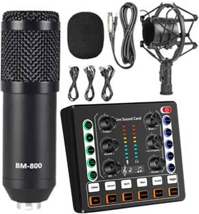 Urban Infotech BM800 XLR Condenser Podcast Microphone Plug and Play Mic for Vlogging+ V9 Mixer Microphone