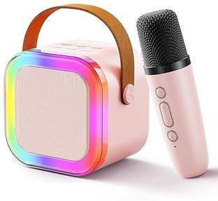 Goodsmaze k12 USB-C-Charging Pink with Microphone Wireless Bluetooth Speaker for Kids Microphone