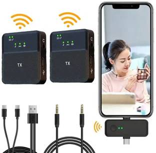 WRADER Dual Wireless Mic with Reduction + Long Range Connectivity Collar Clip On Microphone