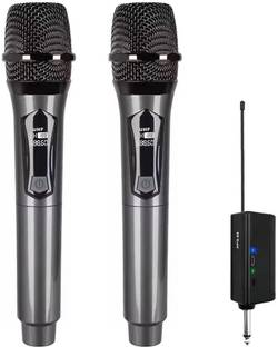 AMG Music UHF Wireless Karaoke Dynamic Mic Dual Microphone with Rechargeable Receiver Microphone