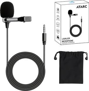 ATARC Dynamic Lapel Collar Mic Voice Recording Filter Microphone for Singing Youtube SmartPhones, Black Microphone