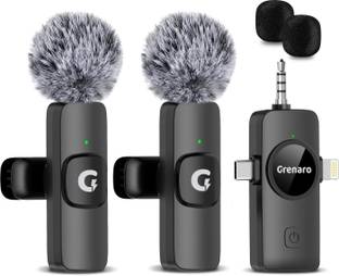 Grenaro 3 in 1 Mic for Youtube, Wireless Mic for iPhone/Android USB-C/DSLR Camera Plug Microphone