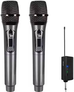 AMG Music UHF Wireless Karaoke Dynamic Mic Dual Microphone with Rechargeable Receiver Microphone