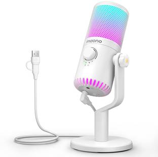 MAONO DM30 White Gaming USB Microphone, Programmable PC Computer Condenser Microphone