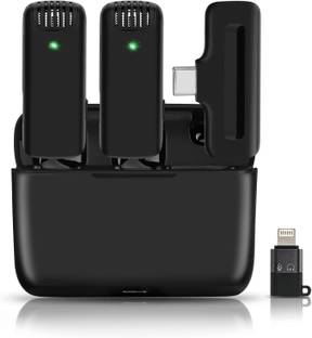 Yurisha W16 Wireless Microphone Noise Reduction Lapel Mic with Charging Case Ideal for Recording,YouTube,Facebook-Compatible with Type C & Lightning Ports