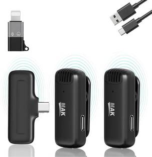 MAK MK-14 Dual Wireless Mic with 3 Level Active Noise Cancellation (Type C/ iOS) Microphone