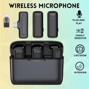 Clairbell J13 Wireless Microphone With Charging Case for Video Recording & YouTube C417 Microphone