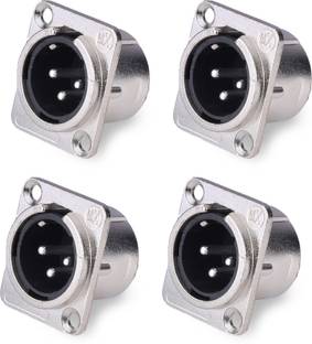 MX 3 Pin Mic Male Connector XLR Panel Mounting MX1889 (Pack of 4) Microphone