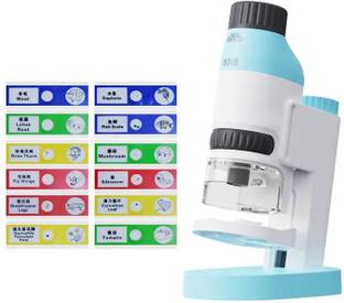 Tobo Kid's Portable Pocket Microscope Adjustable Zoom 60-120x, Handheld TD-1017IM Microscope Slide Box