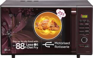 LG 28 L with Diet Fry, Auto Cook Menu, Stainless steel cavity, Pasteurized Milk, 360 degree Motorised Rotisserie for Bar-be-queing, Indian Cuisine, Tandoor Se & Diet Fry Convection Microwave Oven