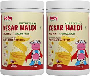 BabyOrgano Nutriverse Kesar Haldi Milk Mix 300gm for 2-6 Years Kids | Kesar Milk