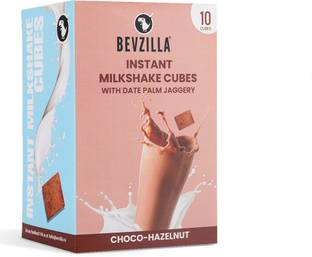 Bevzilla Choco Hazelnut Instant Milkshake 10 Cubes Pack with Organic Date Palm Jaggery