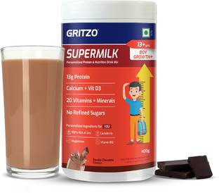 Gritzo SuperMilk Growth+ (Formerly Height+) (13+y Boys), 13g Protein (Double Chocolate)