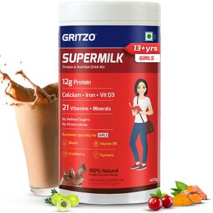 Gritzo SuperMilk Overall Growth (13+y Girls), 12g Protein (Double Chocolate)