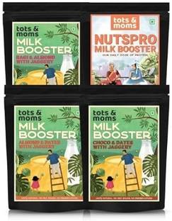 TOTS AND MOMS Jaggery Drink Mixes Combo | Higher percent of Dry Fruits and Seeds, No Artificial flavors or white sugar - Pack of 4