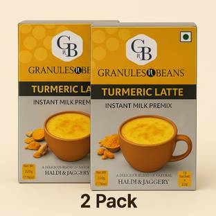 Granules and Beans Turmeric Latte Instant Premix (Pack of 2) | Haldi Doodh Mix for Immunity Boost | 20 Sachets of 22gms Each Instant Haldi Doodh Mix for Immunity