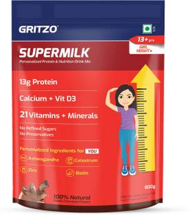 Gritzo SuperMilk Height+ ( 13+y Girls), 13g Protein (Double Chocolate)
