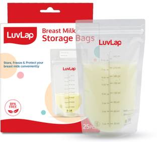 LuvLap Baby Breast Milk Storage Bags, BPA Free Disposable Milk Freezer Bags for Breast Feeding (Pack of 25 Bags)