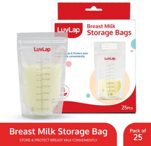 LuvLap Baby Breast Milk Storage Bags, BPA Free Disposable Milk Freezer Bags for Breast Feeding (Pack of 25 Bags)