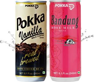 Pokka Bandung Rose Milk & Vanilla Milk Coffee | Ready to Drink | Refreshing Flavored Drink