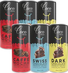COCOHIGH Combo Pack of Swiss Chocolate,Caffe Mocha & Dark Chocolate 200 ML (Pack of 6) Real Milk Chocolate