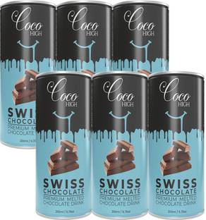 COCOHIGH Swiss Chocolate Milkshake with Real Chocolate 200 ML Pack of 6 Thick Milkshake