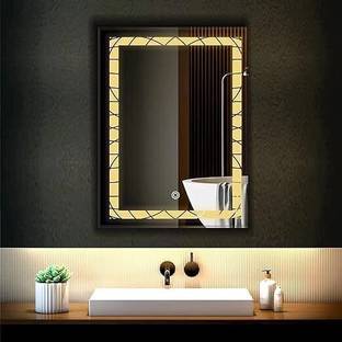 ARC homes & memorials Modern Geometric Design Cut LED with Touch Sensor & 3 Mode 18×24 inch Bathroom Lighted Mirror