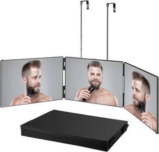 MOHAK 360 Degree Mirror for Hair Cutting, Shaving with Adjustable Height Brackets Magnifying Mirror