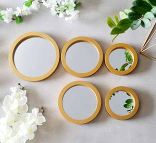 Satyam Kraft 1 set (5 pcs) Round shape Decorative Mirror Frame for Home Decorative Mirror