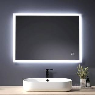 PRINCE ART 18x24 Inch LED Wall Mirror Glass with Touch Sensor Lights for Home Decor HA12 Bathroom Mirror