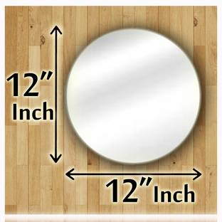 RannS 12" Inch ROUND Mirror, 3.5mm thick / No Drill Required / Easy Stick Decorative Mirror