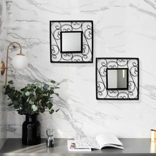 Hosley Decorative Square Iron Wall Mirror (Set of 2) Decorative Mirror