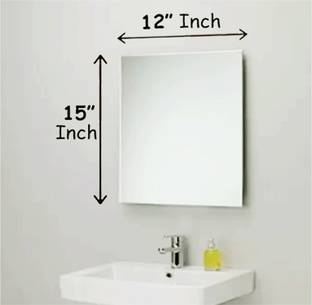 RannS 12" × 15" Inch Rectangular Mirror, 3.5mm thick / No Drill Required / Easy Stick Decorative Mirror