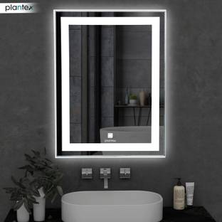 Plantex Designer LED Mirror with Sensor for Bathroom with Single Tone White Light(18x24) Lighted Mirror