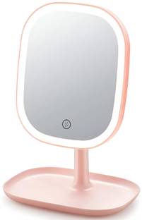 PRIME PICK 360° Rotating Makeup Mirror with, LED Pink, Lightweight & Durable Vanity Mirror Decorative Mirror