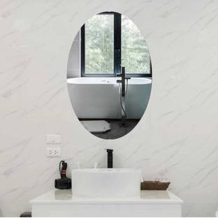 northxcreations 20 cm Oval Shape Wall Mirror Sticker Only For Tiles Self Adhesive Sticker Self Adhesive Sticker