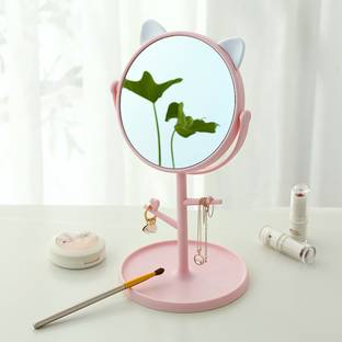 Lucacci Cute Rotatable Makeup Mirror with Decor Stand & Organizer Beauty Tool Decorative Mirror