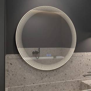 quality glass Glass Bathroom LED Mirror with Touch Sensor 3 Light Effects24X24Inch Lighted Mirror