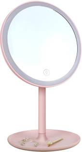 PRIME PICK 360° Rotating Makeup Mirror with, LED Pink, Lightweight & Durable Vanity Mirror Decorative Mirror