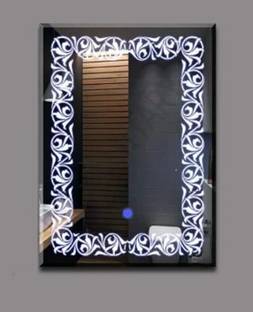 ARC homes & memorials Modern Floral Design Wall Mount 15x18inch with Touch Sensor & 3 Mode LED Lighted Bathroom Mirror