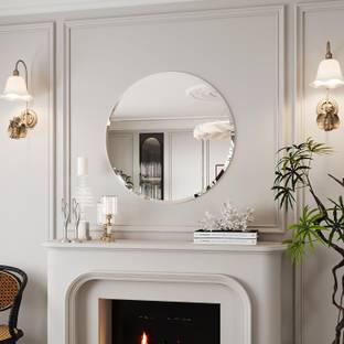 INFUSION DEKORS Frameless Mirror Round Mirror with Beveled Smooth Edges/Wall Mirror for Bathroom Bathroom Mirror