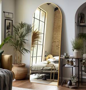 ARTMENT Vista Arched Floor Golden Frame(150 X 40 CM) Decorative Mirror